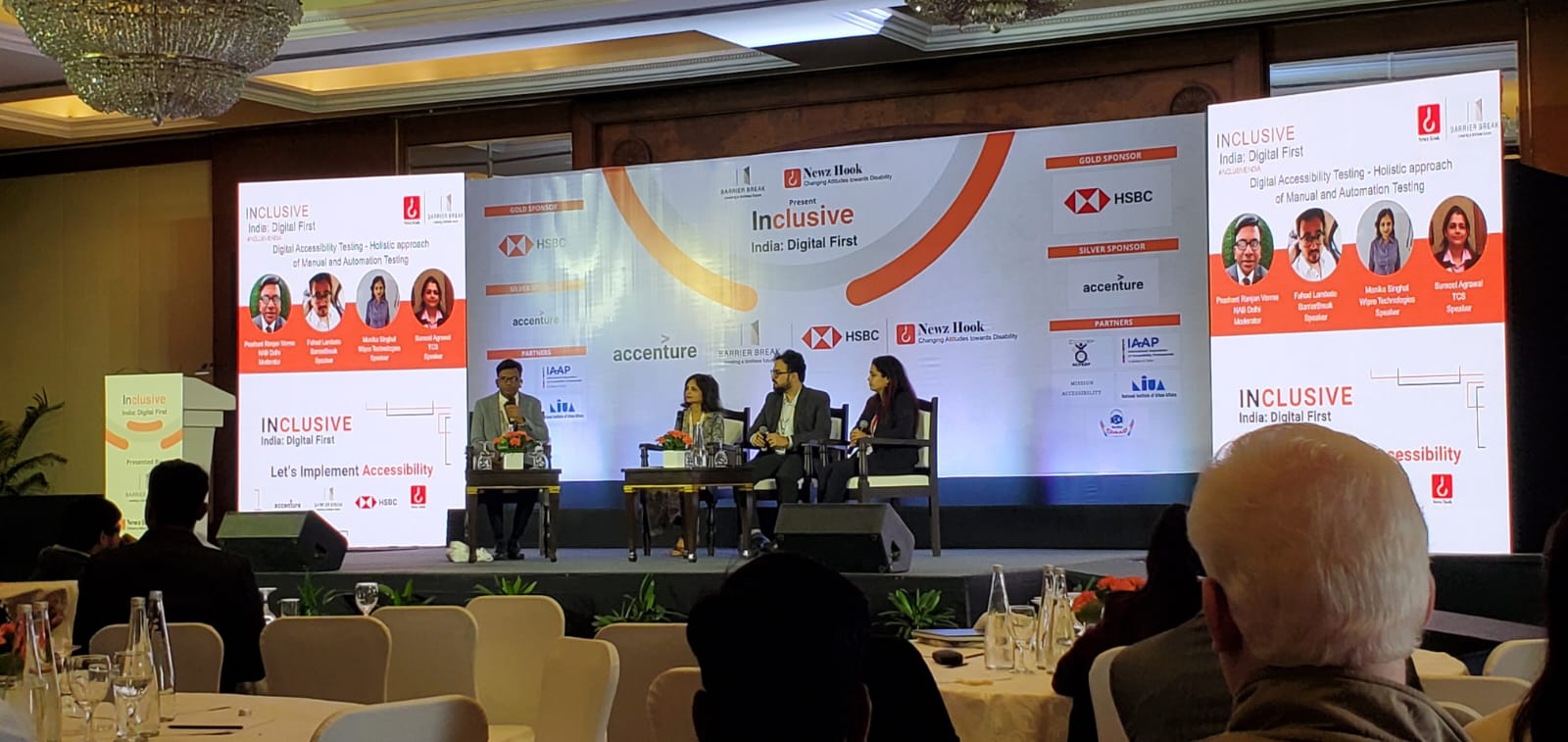 Insights from Inclusive India Digital First 2023 Powered by BarrierBreak Panel discussion on digital accessibility testing, moderated by Prashant Ranjan from NAB Delhi, featuring experts Fahad Lambate, Monika Singhal, and Sumeet Agrawal