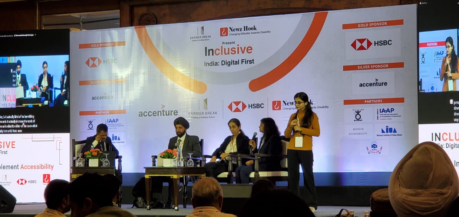 Insights from Inclusive India Digital First 2023 Powered by BarrierBreak WCAG 2.2 panel discussion moderated by Srinivasu Chakravarthula, featuring speakers Priti Arora, Avneesh Singh, and Aparna Singhal.