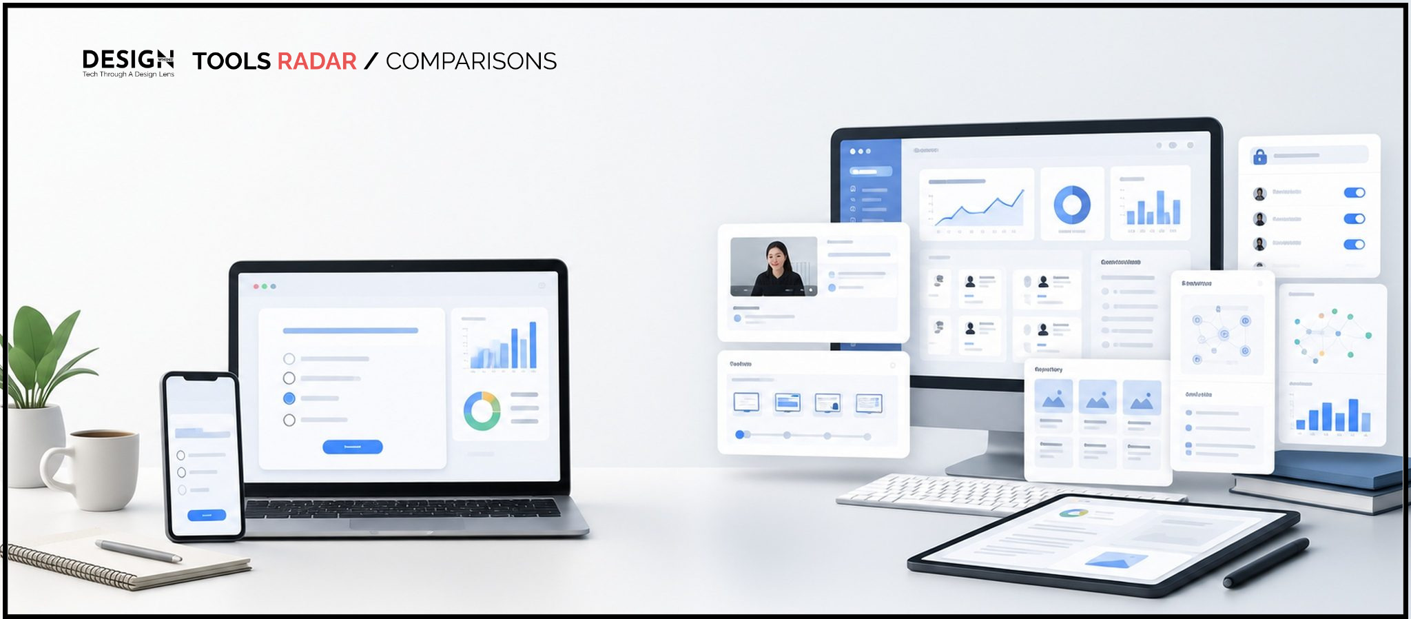 Qualtrics vs SurveyMonkey: Which Research Platform Should You Choose? Editorial comparison artwork contrasting a streamlined survey workspace with a larger modular enterprise research system.