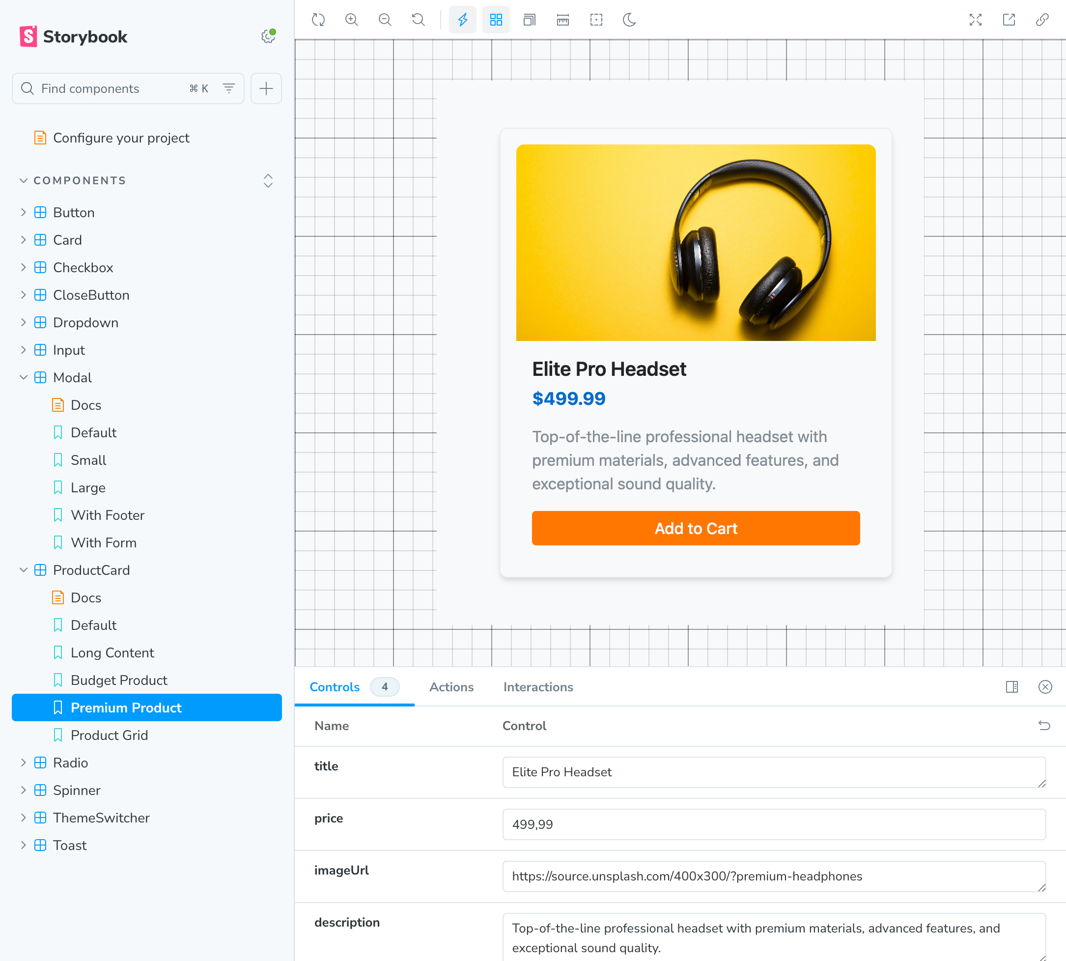 The Design System Is Perfect. So Why Is Everyone Working Around It? Storybook screenshot showing navigation and a product card component from Laura Martínez's AI-assisted design system experiment.