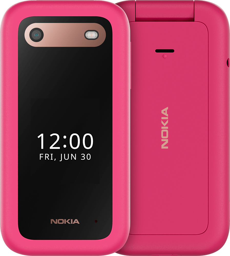Best Dumb Phones in 2026: The Minimalist Phones That Actually Make Sense Official pink Nokia 2660 Flip shown closed from front and back.