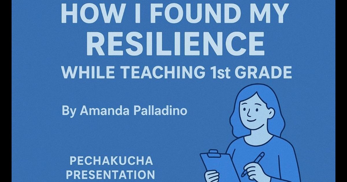 How to Make a PechaKucha Presentation: A Slide-by-Slide 20×20 Template Opening slide from a PechaKucha presentation about personal resilience and teaching.